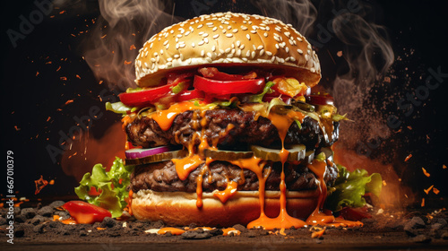 Burger Heaven A Culinary Experience of Epic Burgers with Smoke and Sparks