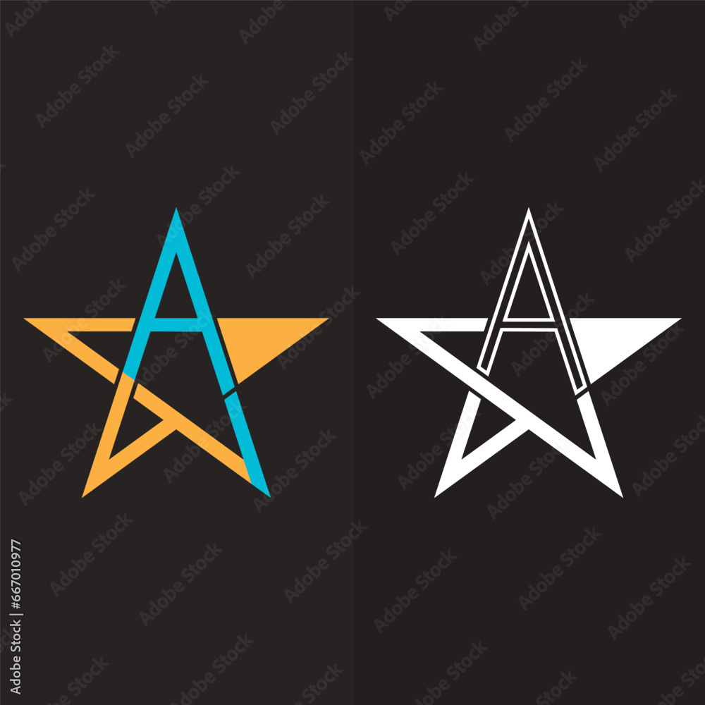 Star and letter A logo Star and letter A logo