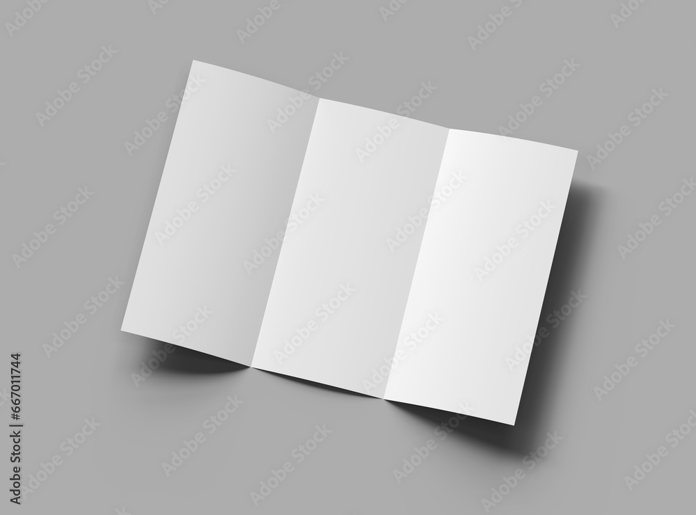 Blank A4 Trifold booklet template for presenting your design. 3d render Blank A4 Trifold booklet template for presenting your design. 3d render