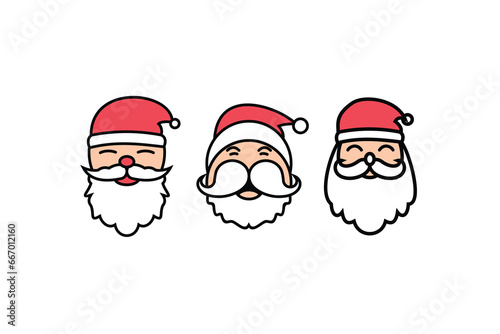 Santa claus icons set. Vector illustrations.