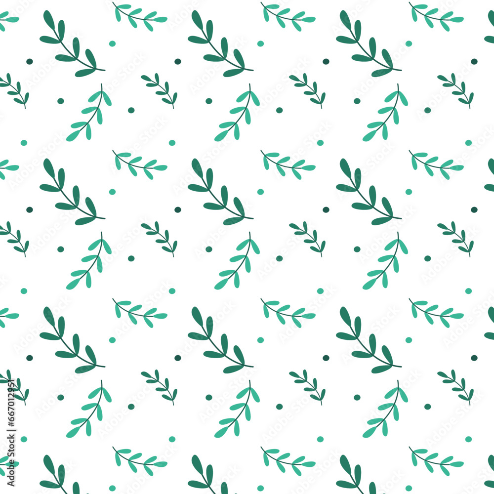 Green Leaf Seamless Pattern Background. Summer Botanical Floral Vector Illustration Green Leaf Seamless Pattern Background. Summer Botanical Floral Vector Illustration