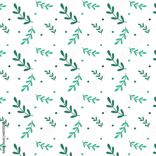 Green Leaf Seamless Pattern Background. Summer Botanical Floral Vector Illustration