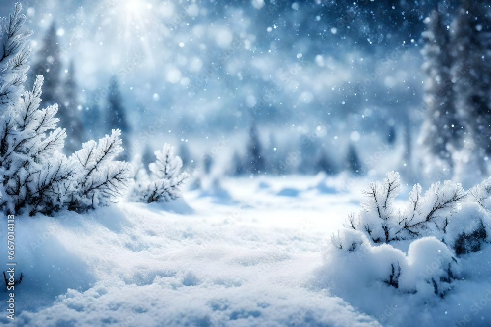 Winter background of snow and frost with free space for your decoration