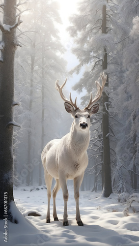 forest deer against the backdrop of a winter forest landscape © Amir Bajric