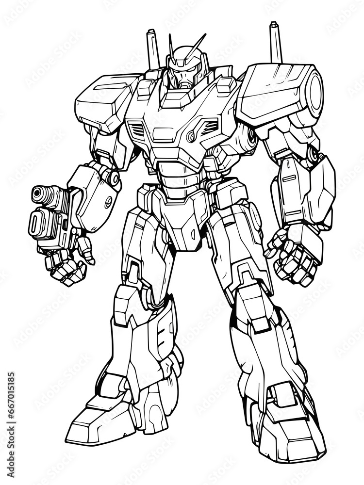 Robo-Warrior - An Enormous Robot Wielding a Mega Laser Blaster - A Coloring Book Robo-Warrior - An Enormous Robot Wielding a Mega Laser Blaster - A Coloring Book