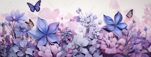 Fond d'écran abstrait, motif de fleurs aquarelles, nature, insectes, feuilles, plantes. IA générative, IA