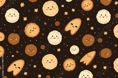 Cute cookie pattern that is simple and flat. Generative AI