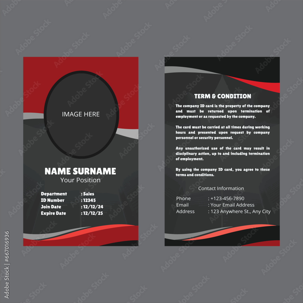 Modern and clean business id card template. Company employee id card template.