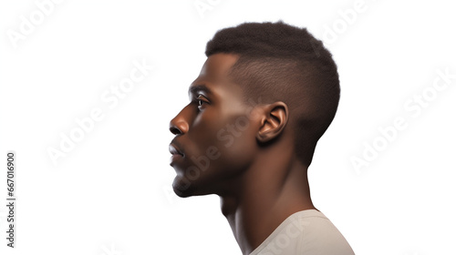  Portrait black man with flawless skin Afro American male model, spa and clinic, beauty for men, male skin care isolated on white background 