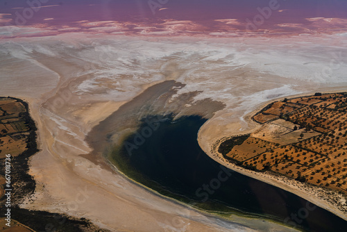 Aerial view of the Moknine sebkha - saline expanse - Monastir governorate - Tunisia photo