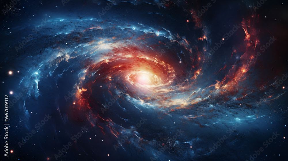 Spiral galaxy with shining stars