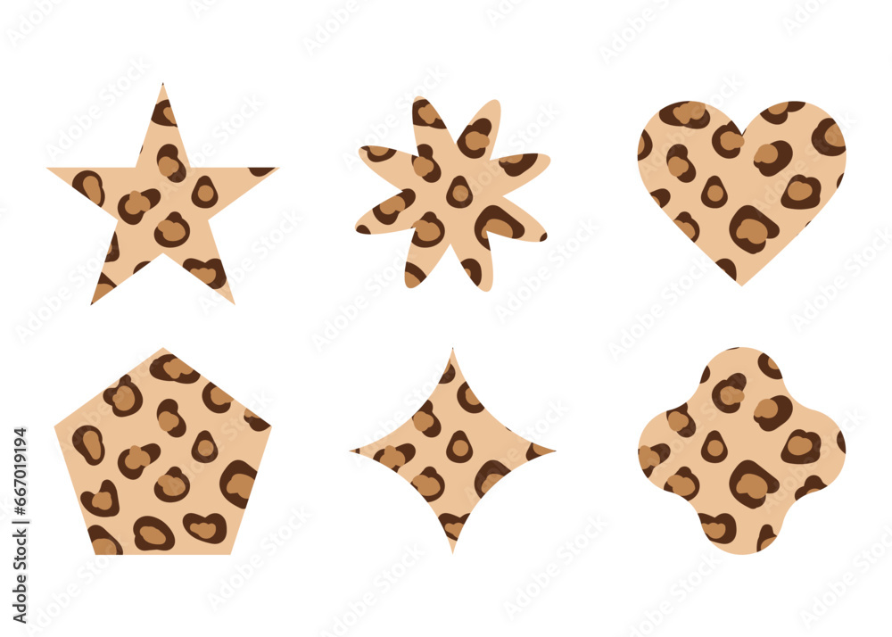 Set of geometric shapes with leopard filling. vector illustration Set of geometric shapes with leopard filling. vector illustration