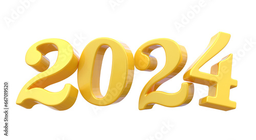 2024 Gold Number New Year 3d render