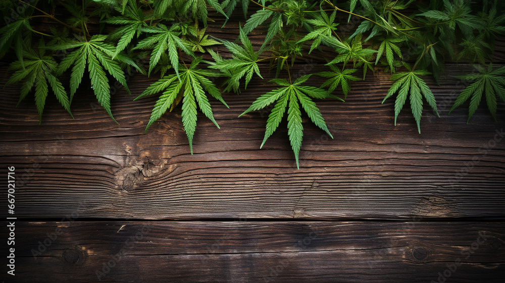 marijuana leaves on old wooden background marijuana leaves on old wooden background
