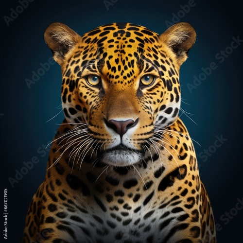 Jaguar face on a dark background