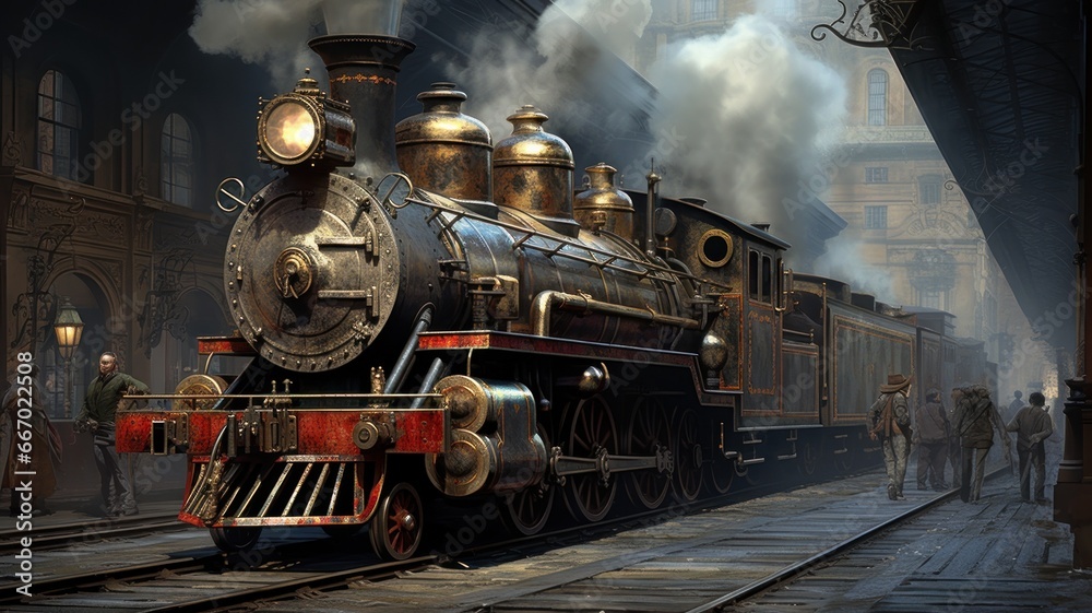 Obraz premium old locomotive. Generative AI