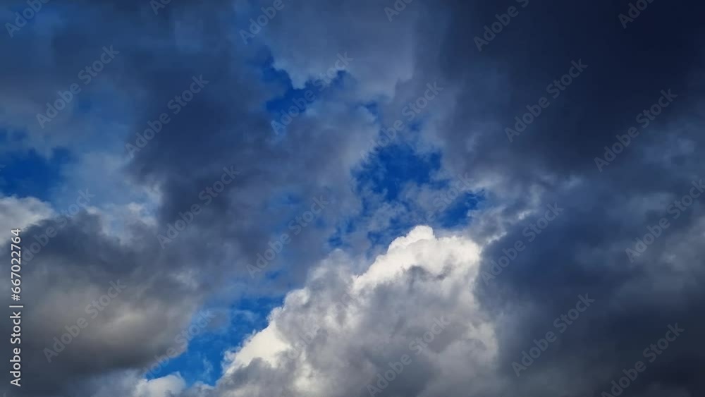 Stormy sky before rain. Autumn cloudy sky, dark gray and white clouds against a blue sky Stormy sky before rain. Autumn cloudy sky, dark gray and white clouds against a blue sky