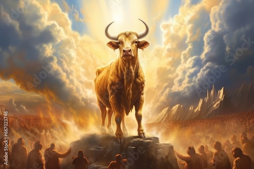 The golden calf and the Israelites' idolatry biblical story photo