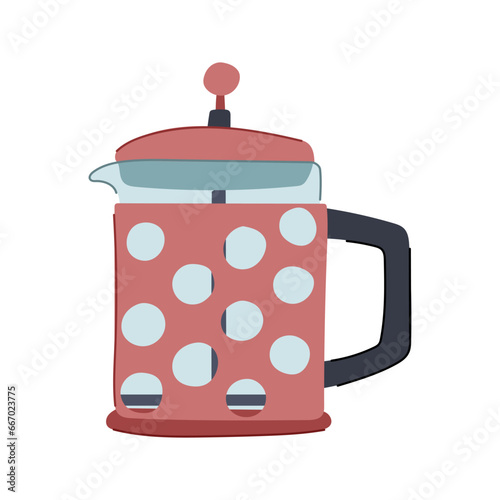 table french press coffee cartoon. black breakfast, eso aroma, home hot table french press coffee sign. isolated symbol vector illustration