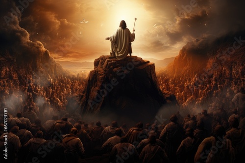 The Sermon on the Mount by Jesus biblical story photo