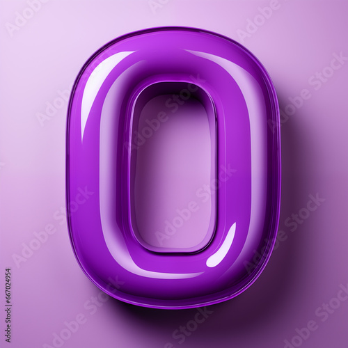 Dígito Cero, 3D, ilustración, número morado, fondo lila, símbolo de nacimiento o reivindicación