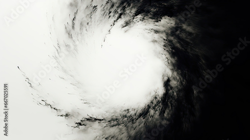 Black particles in a swirl on white background