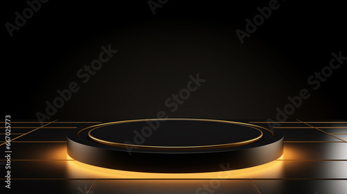 Empty black gold podium luxury stage background
