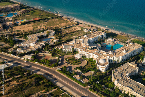 Aerial view of the Tunisian coast and the city of Mahdia.