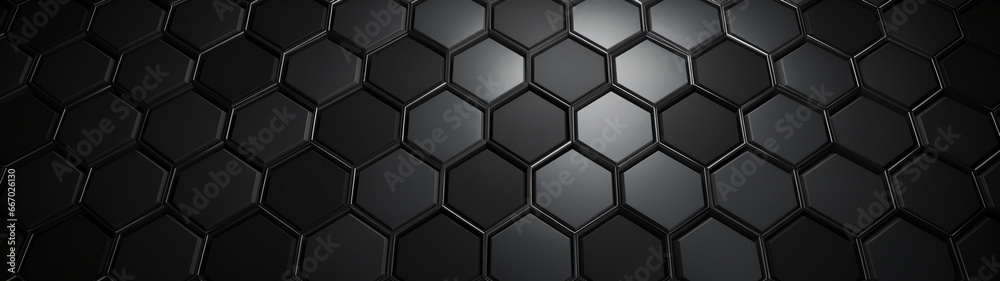 Modern minimal dark business banner with hexagon pattern. Generative AI Modern minimal dark business banner with hexagon pattern. Generative AI