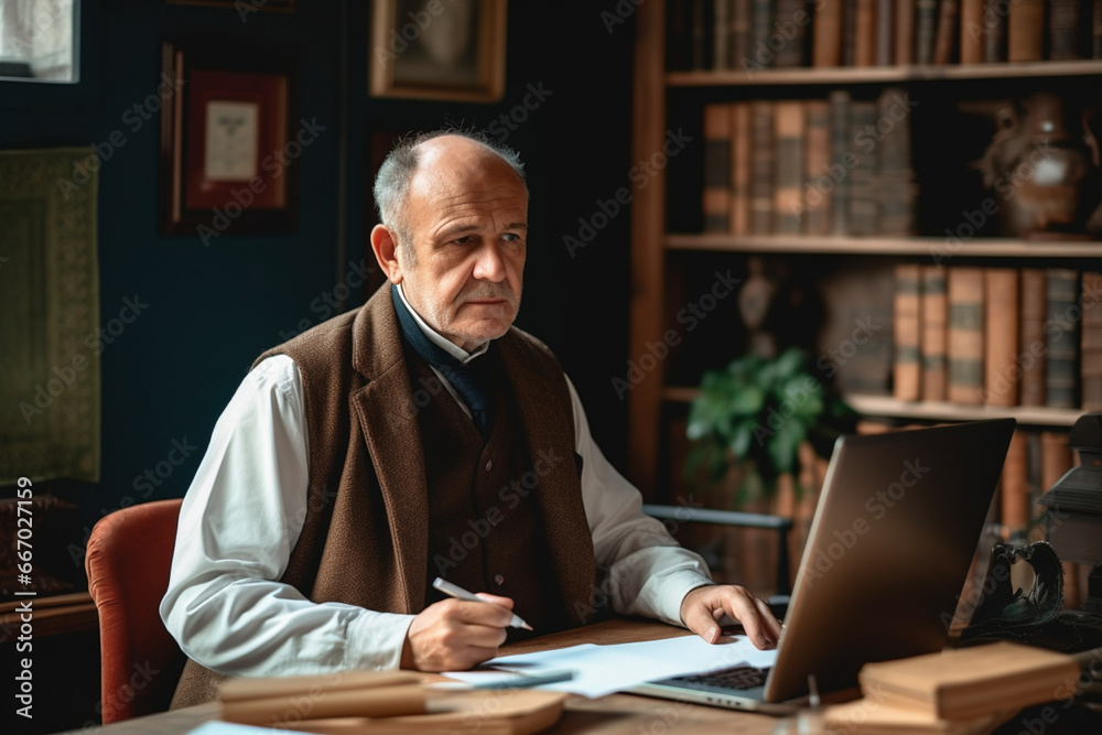 Senior Businessman Working At Home Senior Businessman Working At Home