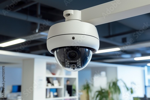 Review of surveillance cameras. Security concept. Face recognition.