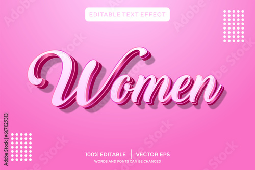 women 3D text effect template