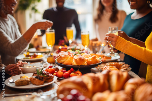 People enjoying brunch or breakfast on New Year's Day