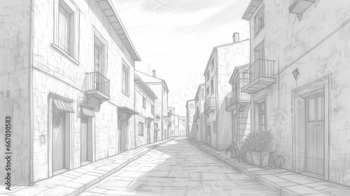 City street project, drawn in pencil. AI Generated