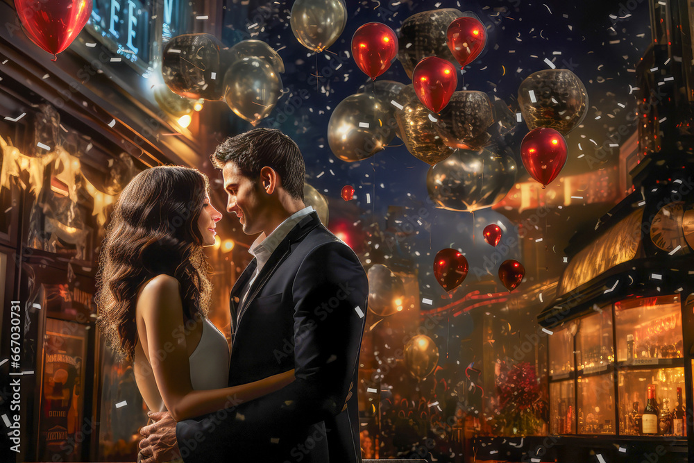 Obraz premium Midnight on New Year's Eve, heartfelt moment