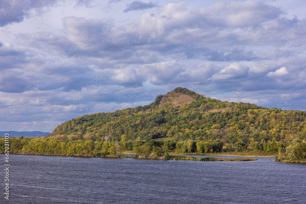 Mississippi River and Hills Scenic Autumn Landscape