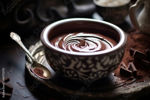 Velvety Bowl chocolate paste. Cooking food. Generate Ai