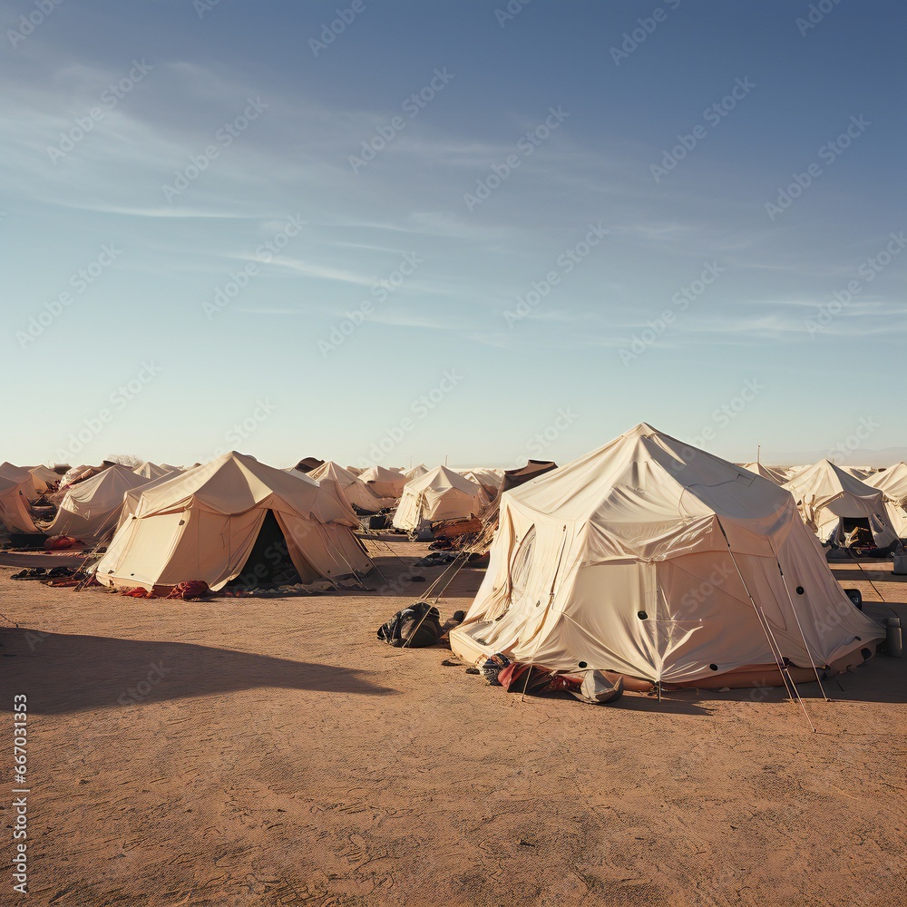 Tent city on the desert