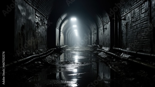  a dark tunnel with a light at the end of it. generative ai