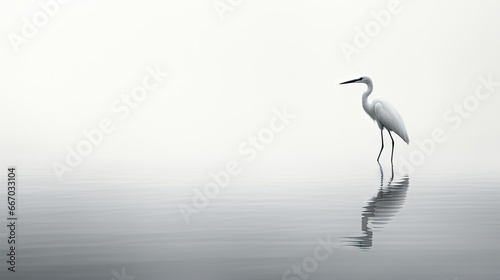  a white bird standing in the water with a long beak.  generative ai © Anna