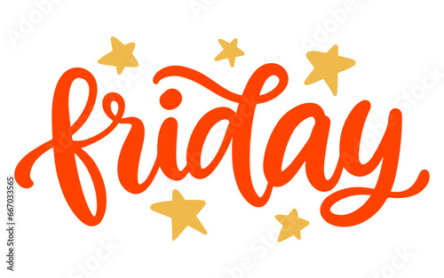 Friday modern hand written brush lettering