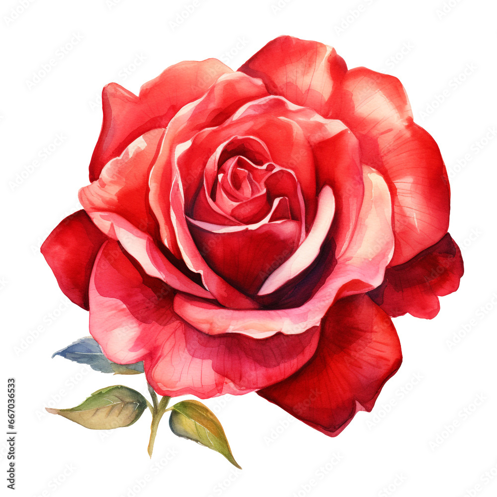 isolated illustration of red rose flower. Created with Generative AI isolated illustration of red rose flower. Created with Generative AI