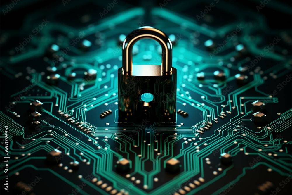 Network security conveyed by an electronic lock icon using coding technology Network security conveyed by an electronic lock icon using coding technology