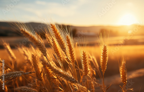 wheat field at sunset