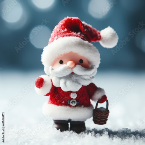  santa claus elves toy on snow christmas decoration christmas background for social media © Садыг Сеид-заде