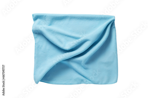 Blue microfiber cleaning cloth png, small towel isolated on transparent background, top view hd