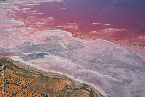 Aerial view of the Moknine sebkha - saline expanse - Monastir governorate - Tunisia photo