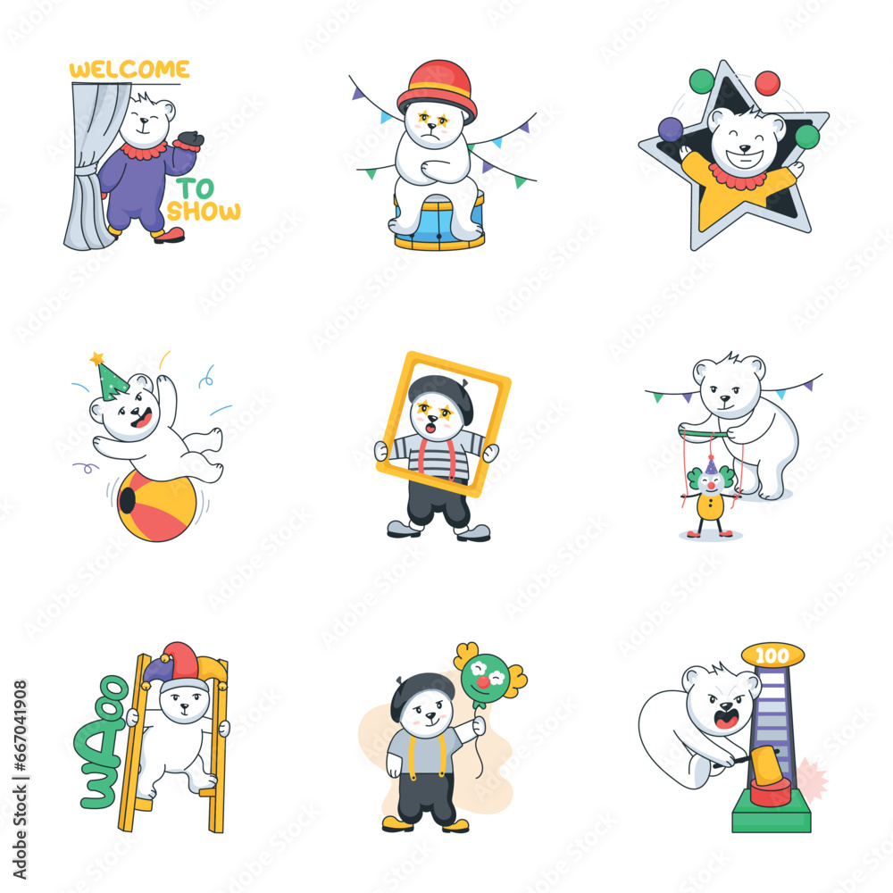 Bundle of Circus Artists Doodle Stickers 

