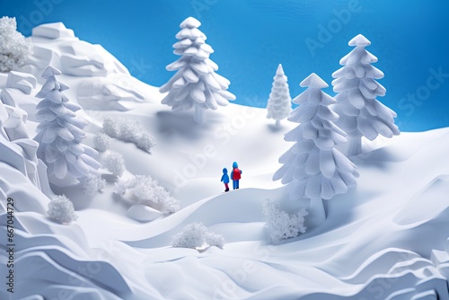 樹氷の雪山（3D）ジオラマ 