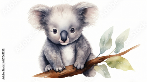 Portrait of a koala bear in aquarelle style